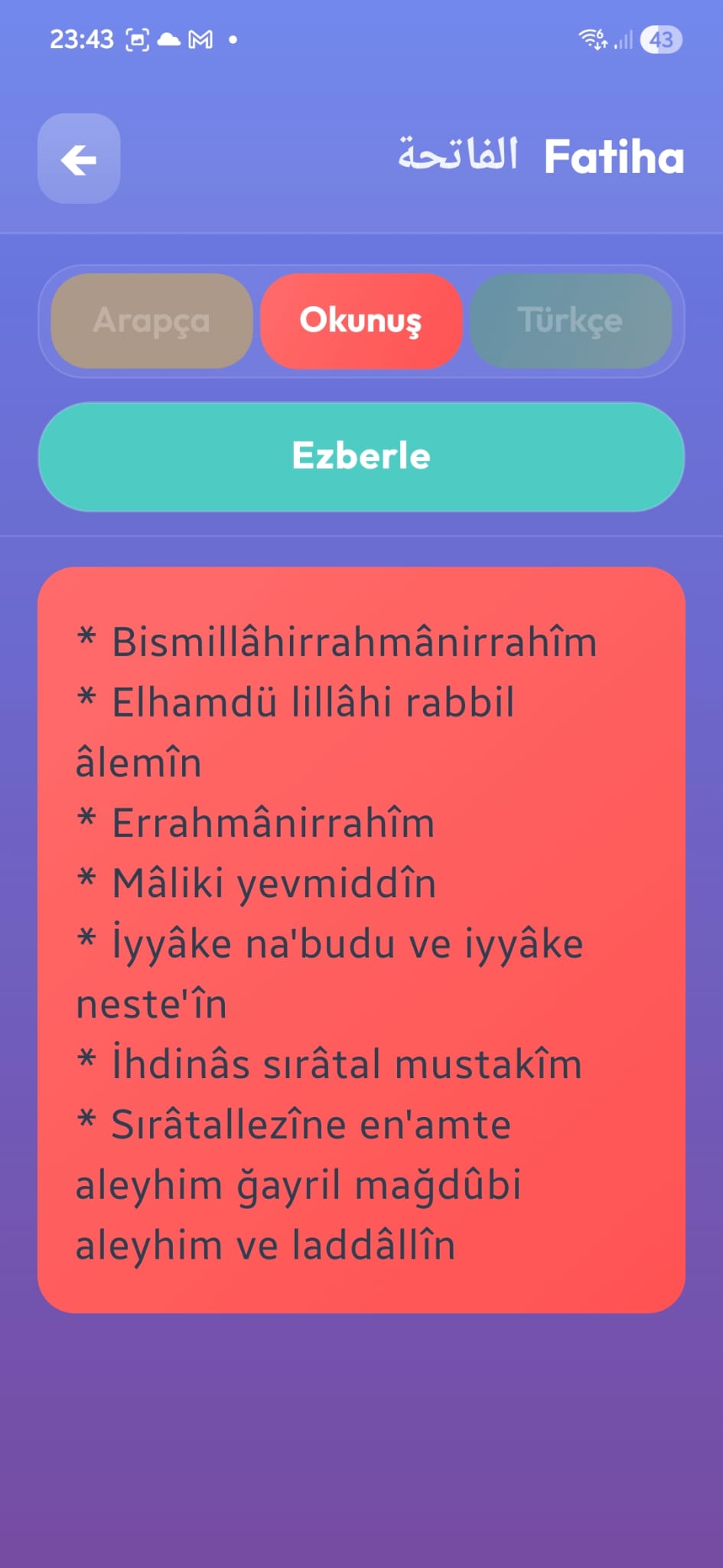 Fatiha okunuş