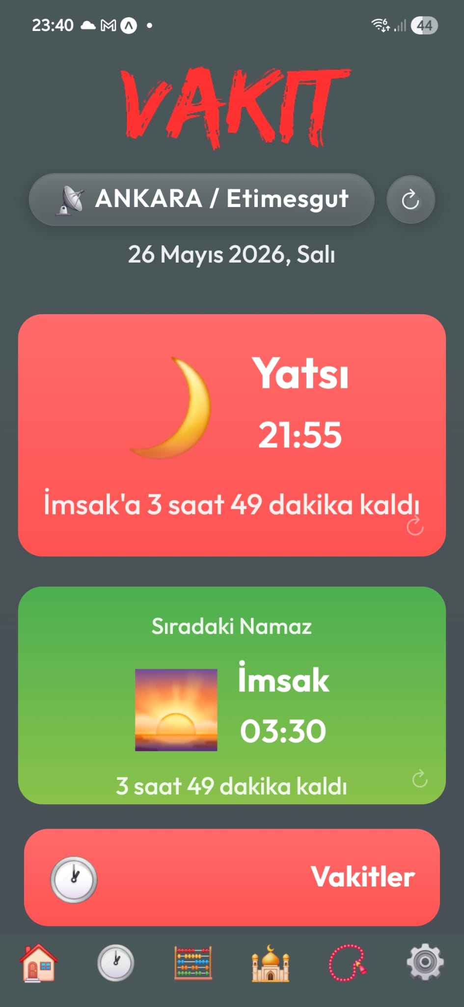 Ana sayfa gece görünümü