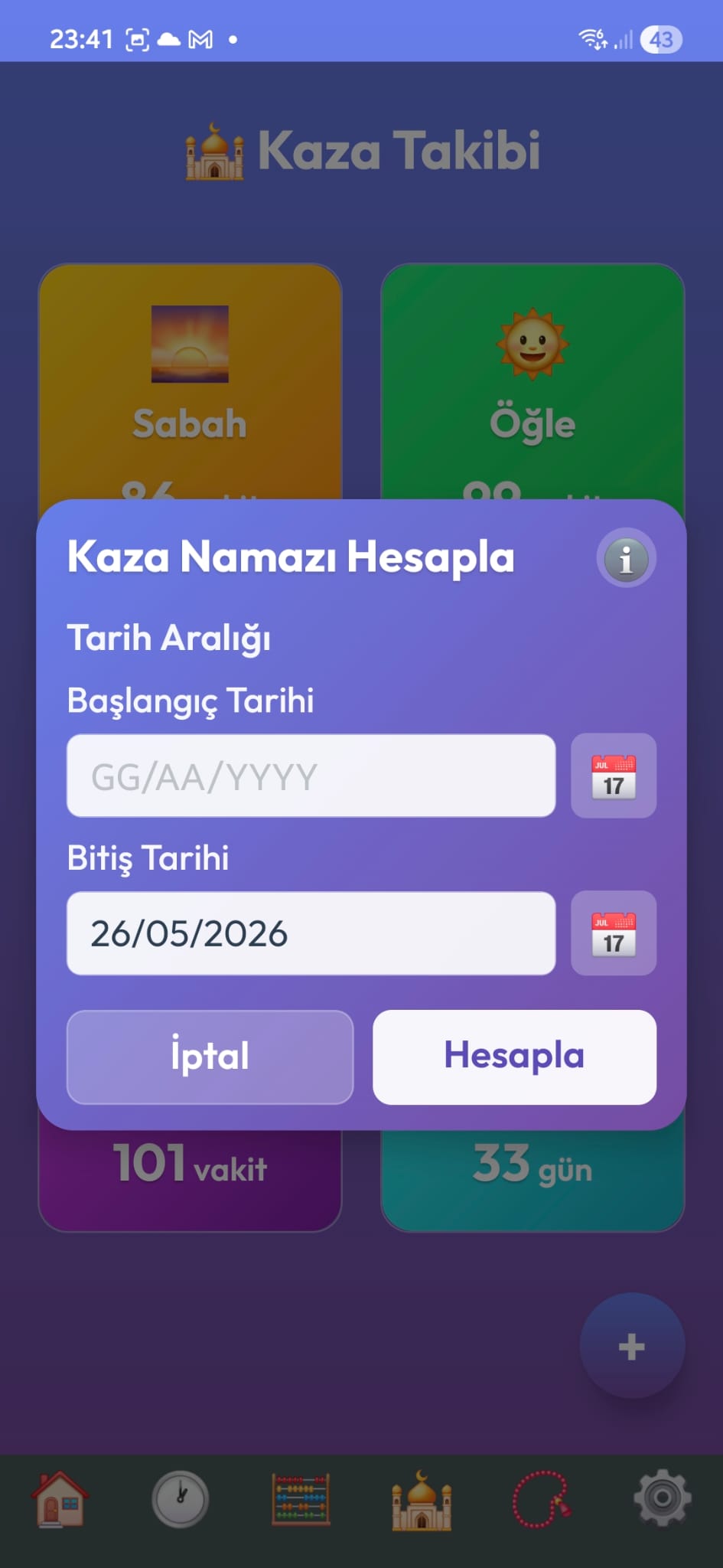 Kaza namazı hesaplama