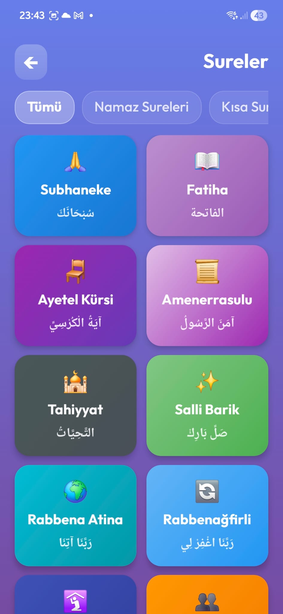 Kısa sureler listesi