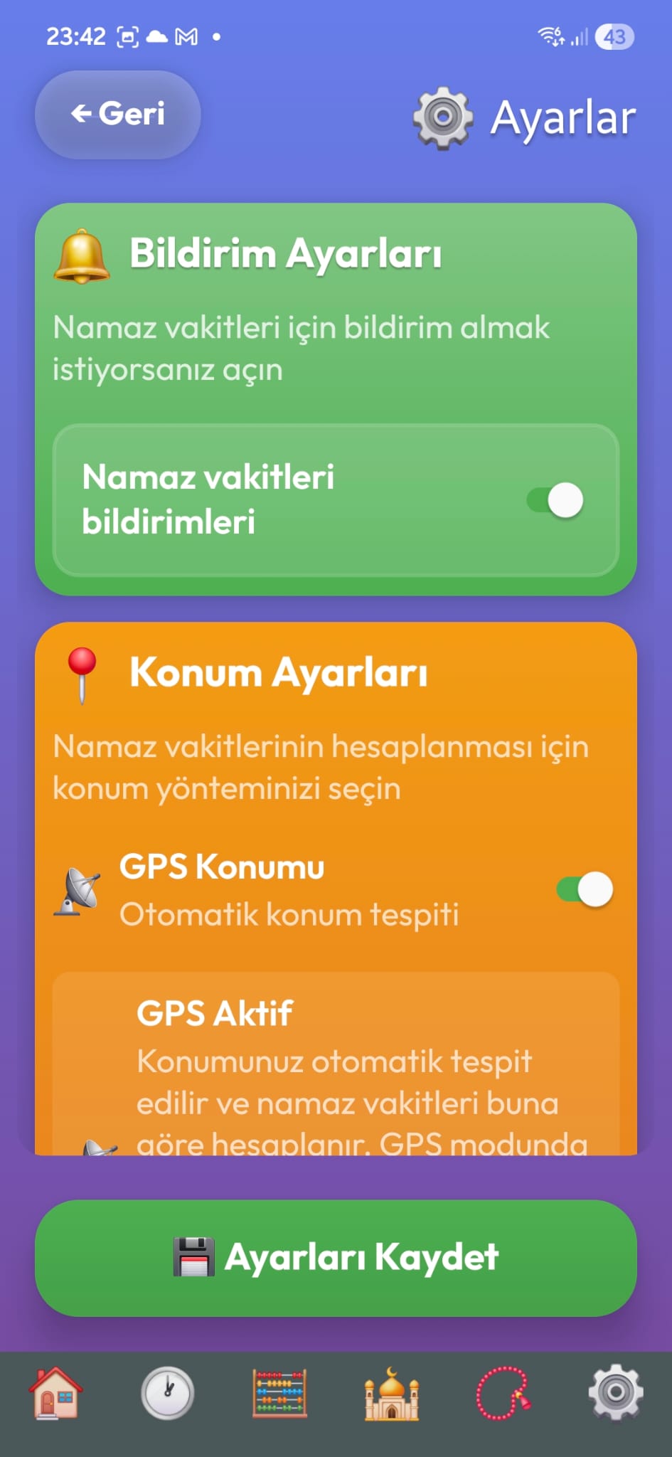 Bildirim ve konum ayarları